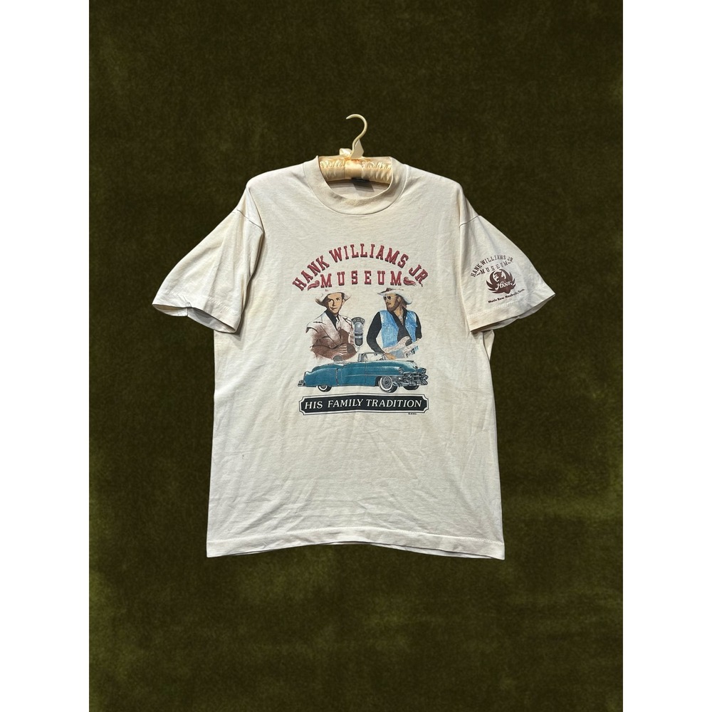 Vintage Hank Williams Jr Museum T-Shirt Screen Stars Best Cream Mens Large L - Picture 1 of 10
